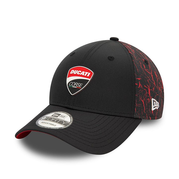 9FORTY Ducati Motor Logo Crinkle All Over Print Black Adjustable