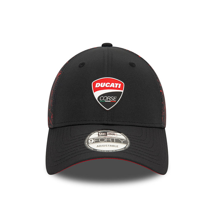 9FORTY Ducati Motor Logo Crinkle All Over Print Black Adjustable