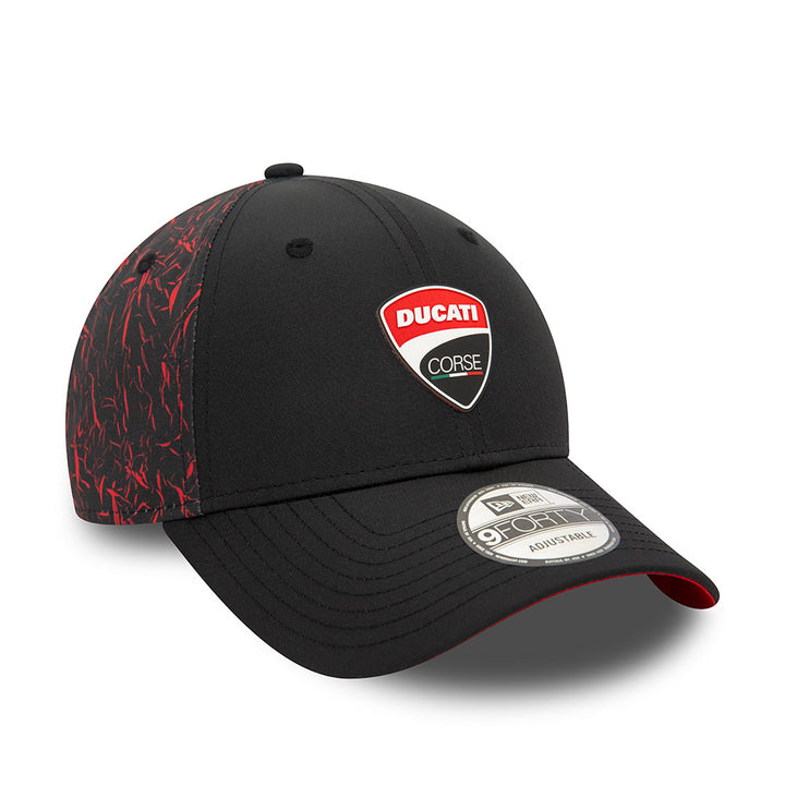9FORTY Ducati Motor Logo Crinkle All Over Print Black Adjustable