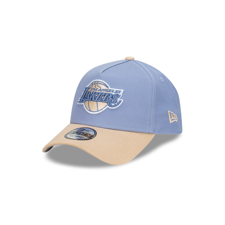 9FORTY A-Frame Los Angeles Lakers Blueberry Cream 2-Tone Oat Milk Visor Iris Flower Snapback