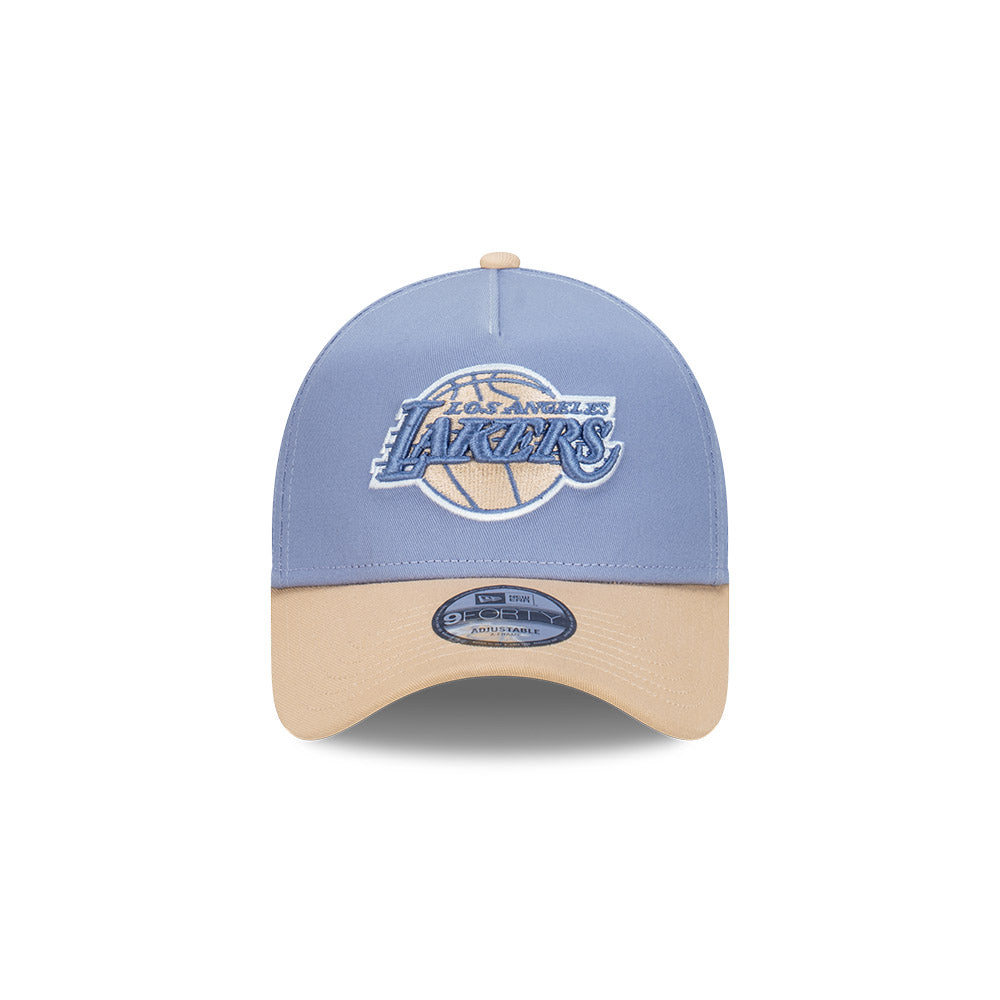 9FORTY A-Frame Los Angeles Lakers Blueberry Cream 2-Tone Oat Milk Visor Iris Flower Snapback