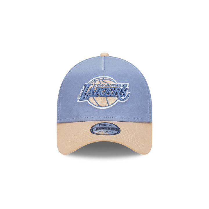 9FORTY A-Frame Los Angeles Lakers Blueberry Cream 2-Tone Oat Milk Visor Iris Flower Snapback