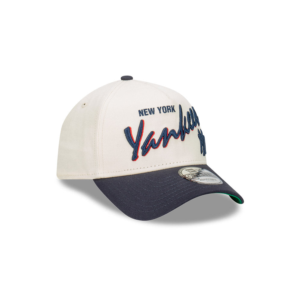 9FORTY A-Frame New York Yankees Chrome Script 2-Tone Navy Chrome White