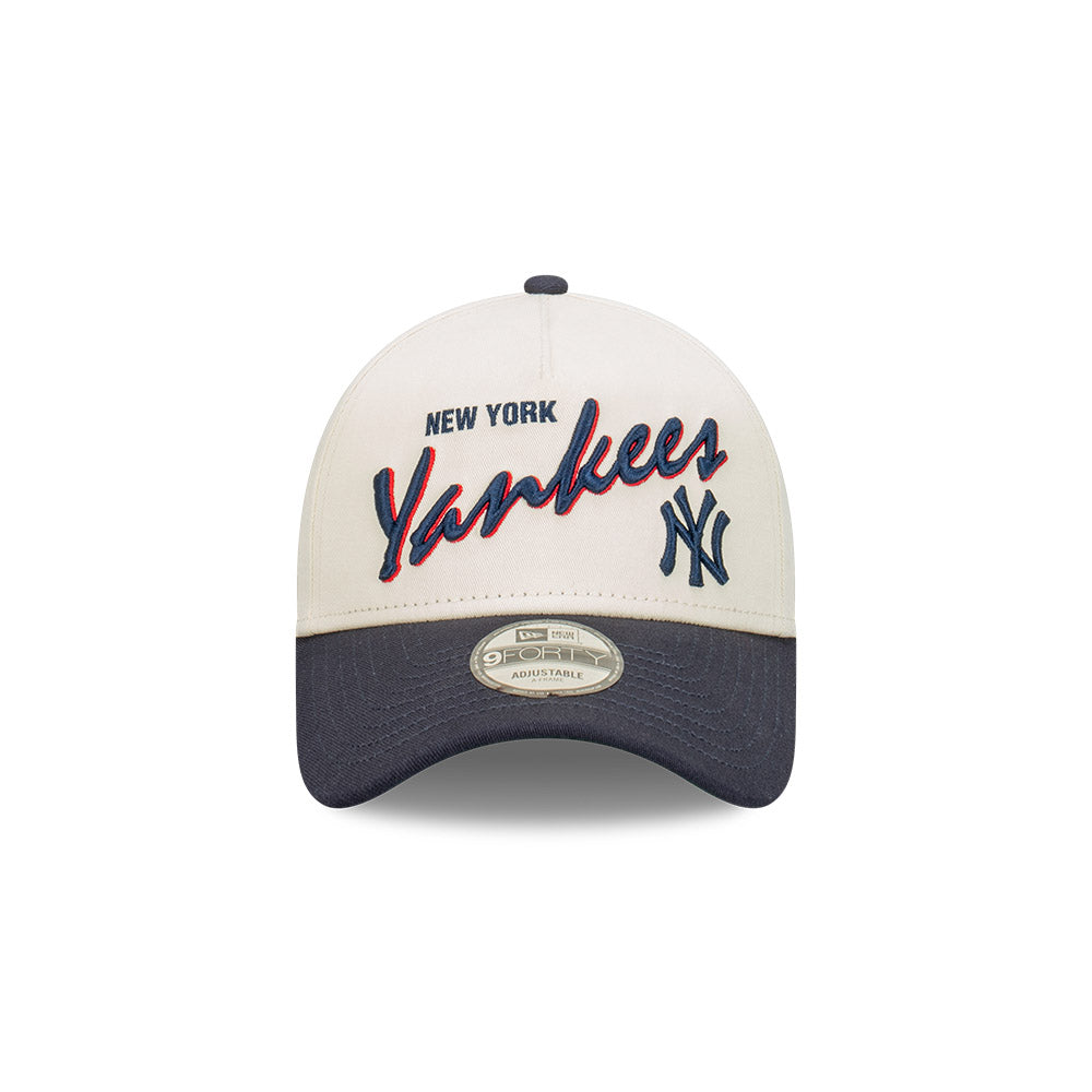 9FORTY A-Frame New York Yankees Chrome Script 2-Tone Navy Chrome White