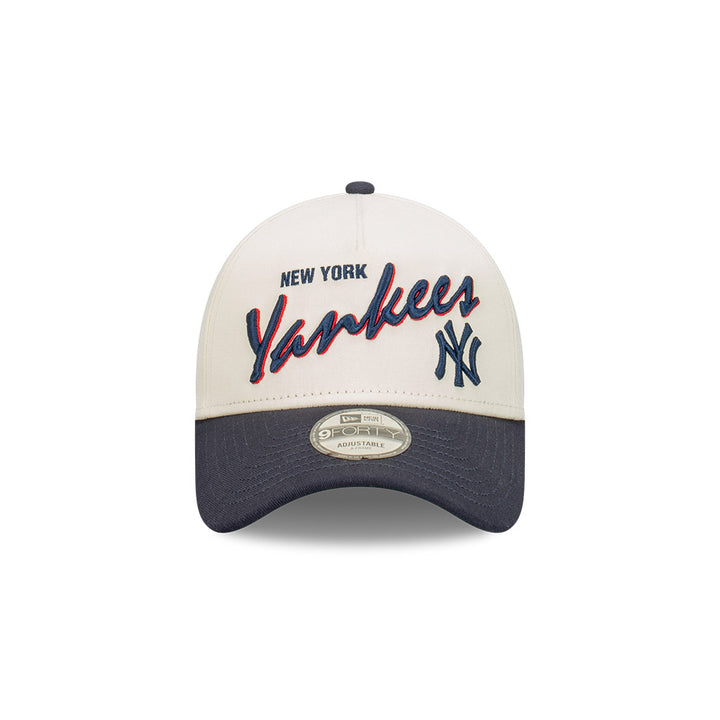 9FORTY A-Frame New York Yankees Chrome Script 2-Tone Navy Chrome White