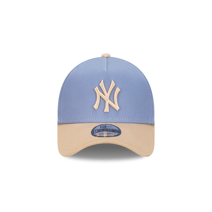 9FORTY A-Frame New York Yankees Blueberry Cream 2-Tone Oat Milk Visor Iris Flower Snapback