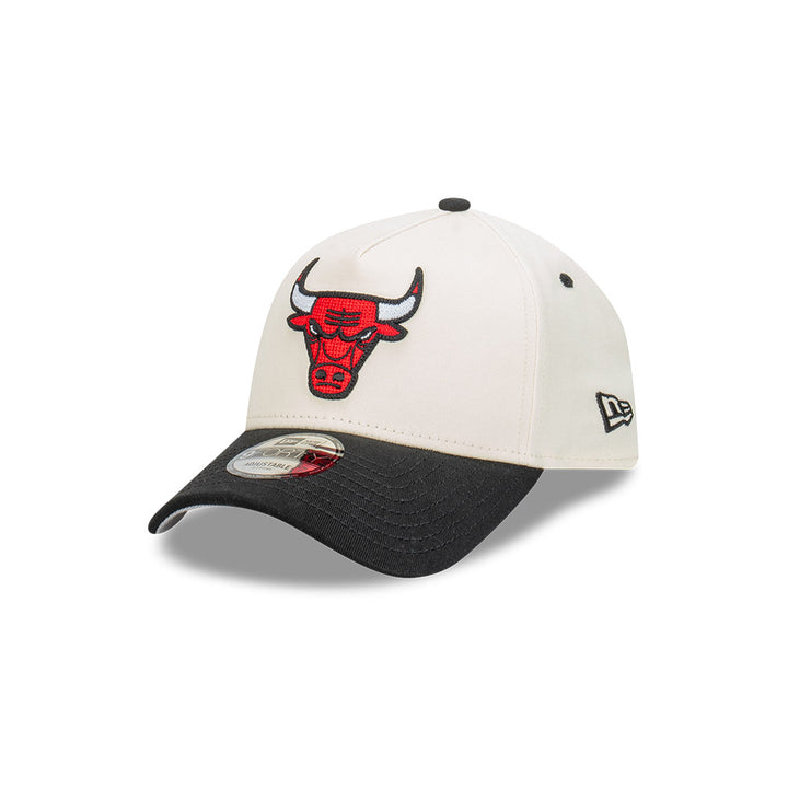 9FORTY A-Frame Chicago Bulls Chrome OTC Chainstitch 2-Tone Navy Visor White Snapback
