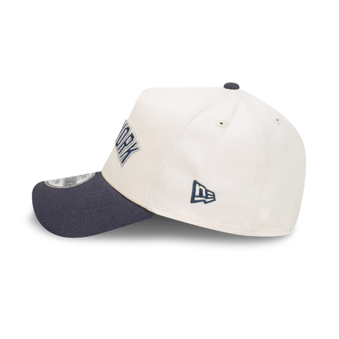 9FORTY A-Frame New York Yankees Wordmark Baseball 2-Tone Navy Visor Chrome White Snapback