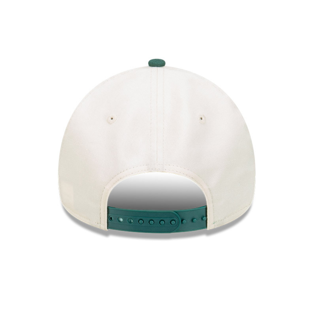 9FORTY A-Frame Oakland Athletics Wordmark Baseball 2-Tone Dark Green Visor Chrome White Snapback
