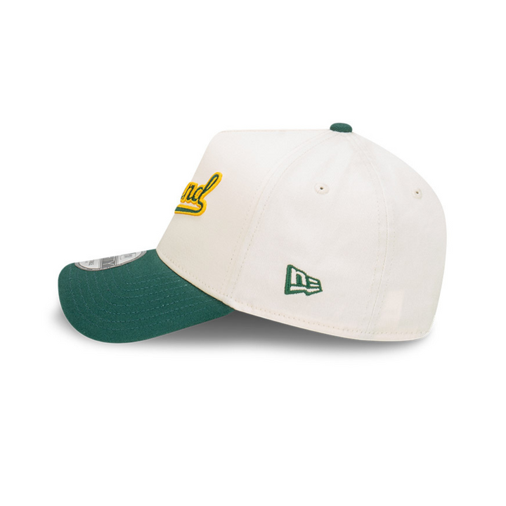 9FORTY A-Frame Oakland Athletics Wordmark Baseball 2-Tone Dark Green Visor Chrome White Snapback