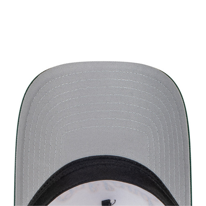 9FORTY A-Frame Oakland Athletics Wordmark Baseball 2-Tone Dark Green Visor Chrome White Snapback