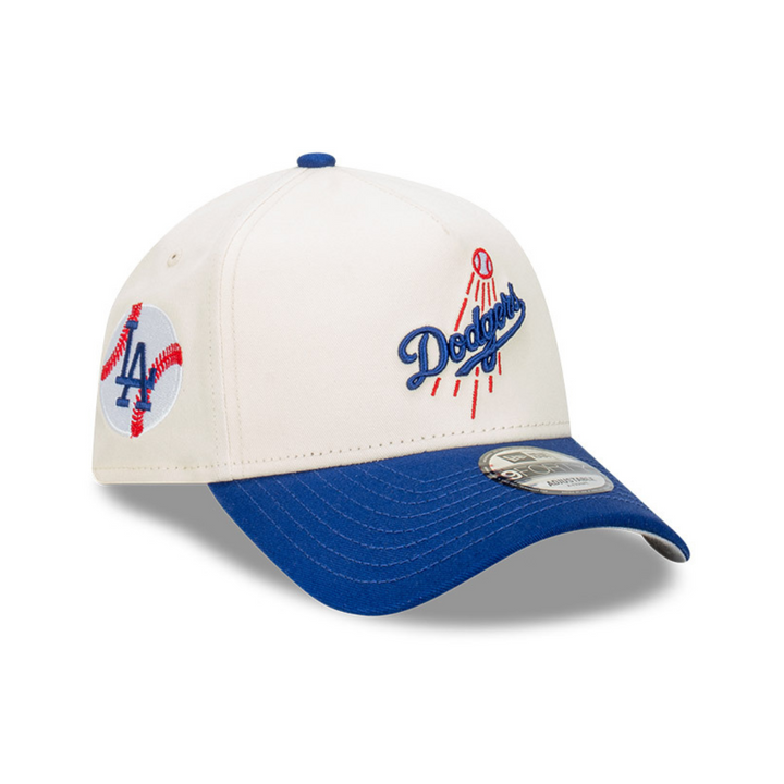 9FORTY Los Angeles Dodgers Wordmark Baseball 2-Tone Dark Royal Visor Chrome White Snapback