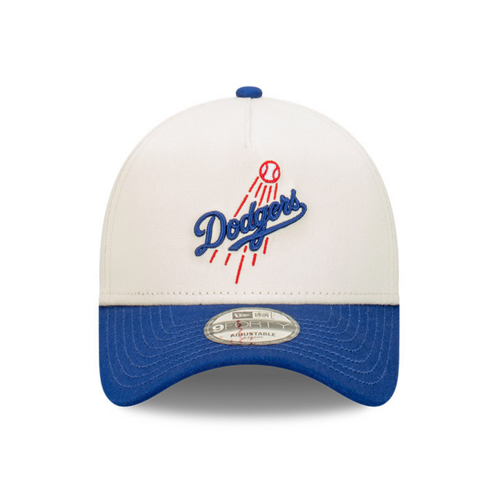 9FORTY Los Angeles Dodgers Wordmark Baseball 2-Tone Dark Royal Visor Chrome White Snapback