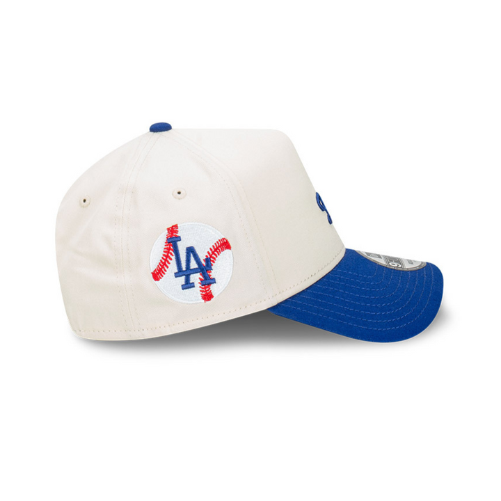 9FORTY Los Angeles Dodgers Wordmark Baseball 2-Tone Dark Royal Visor Chrome White Snapback