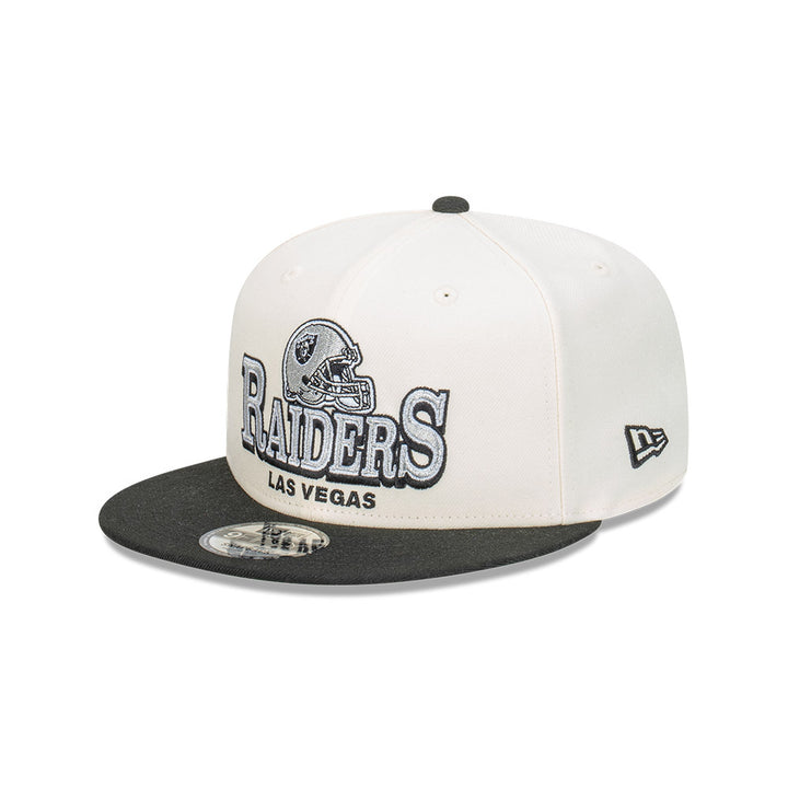 9FIFTY Las Vegas Raiders Stack Script 2-Tone Black Visor Chrome White Snapback
