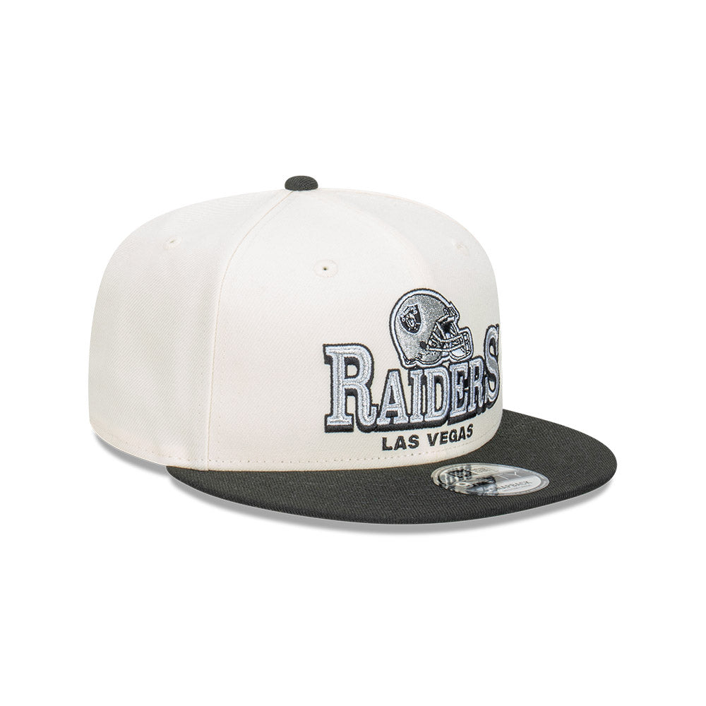 9FIFTY Las Vegas Raiders Stack Script 2-Tone Black Visor Chrome White Snapback