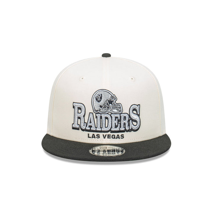 9FIFTY Las Vegas Raiders Stack Script 2-Tone Black Visor Chrome White Snapback