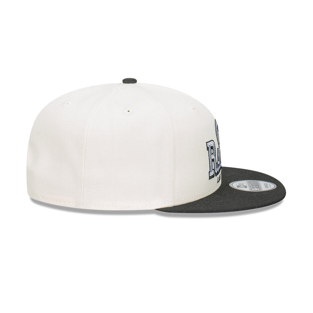 9FIFTY Las Vegas Raiders Stack Script 2-Tone Black Visor Chrome White Snapback