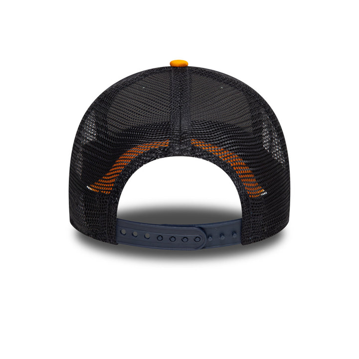 Kids 9FORTY Trucker New Era Mountain Patch 2-Tone Papaya Visor Everest Green Snapback