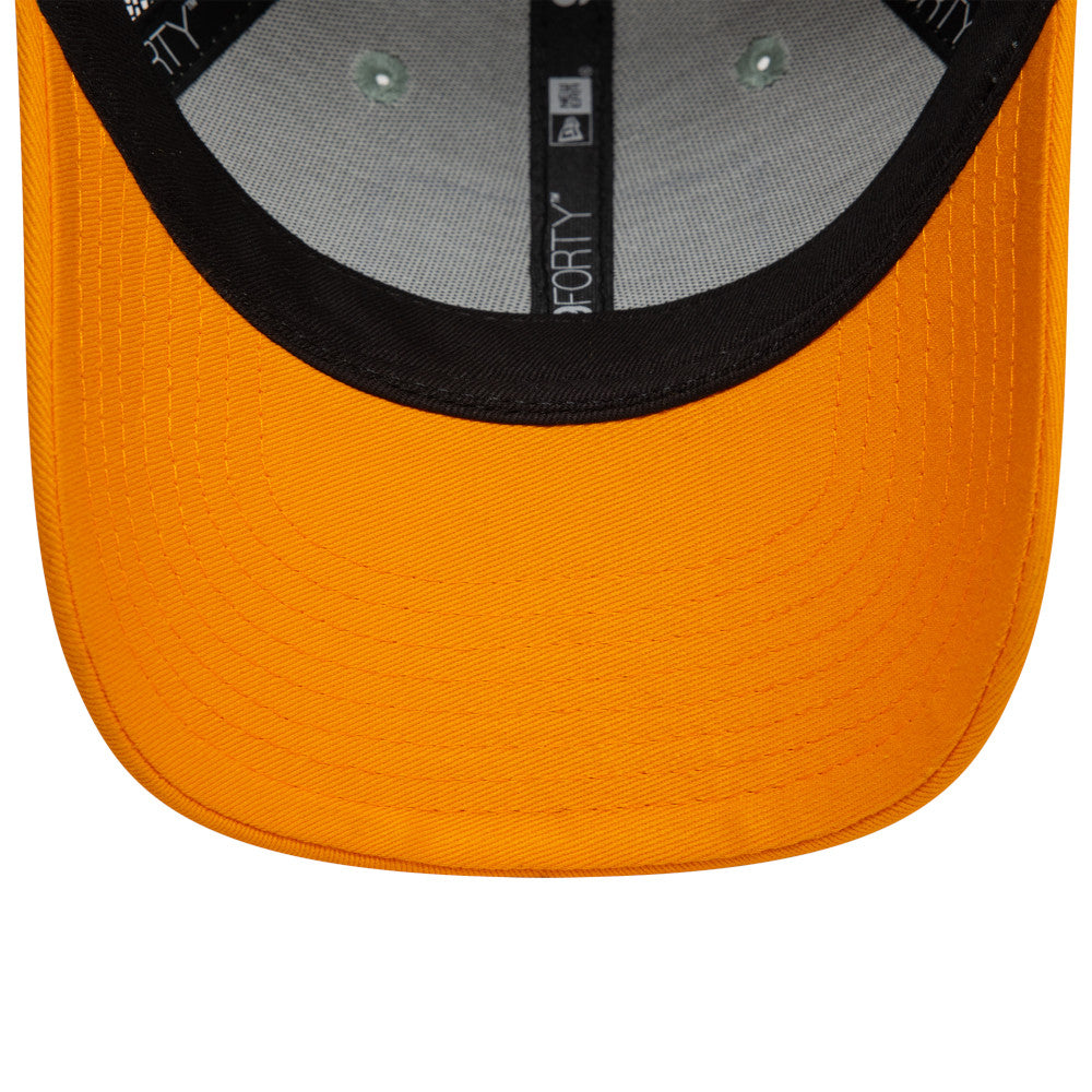Kids 9FORTY Trucker New Era Mountain Patch 2-Tone Papaya Visor Everest Green Snapback