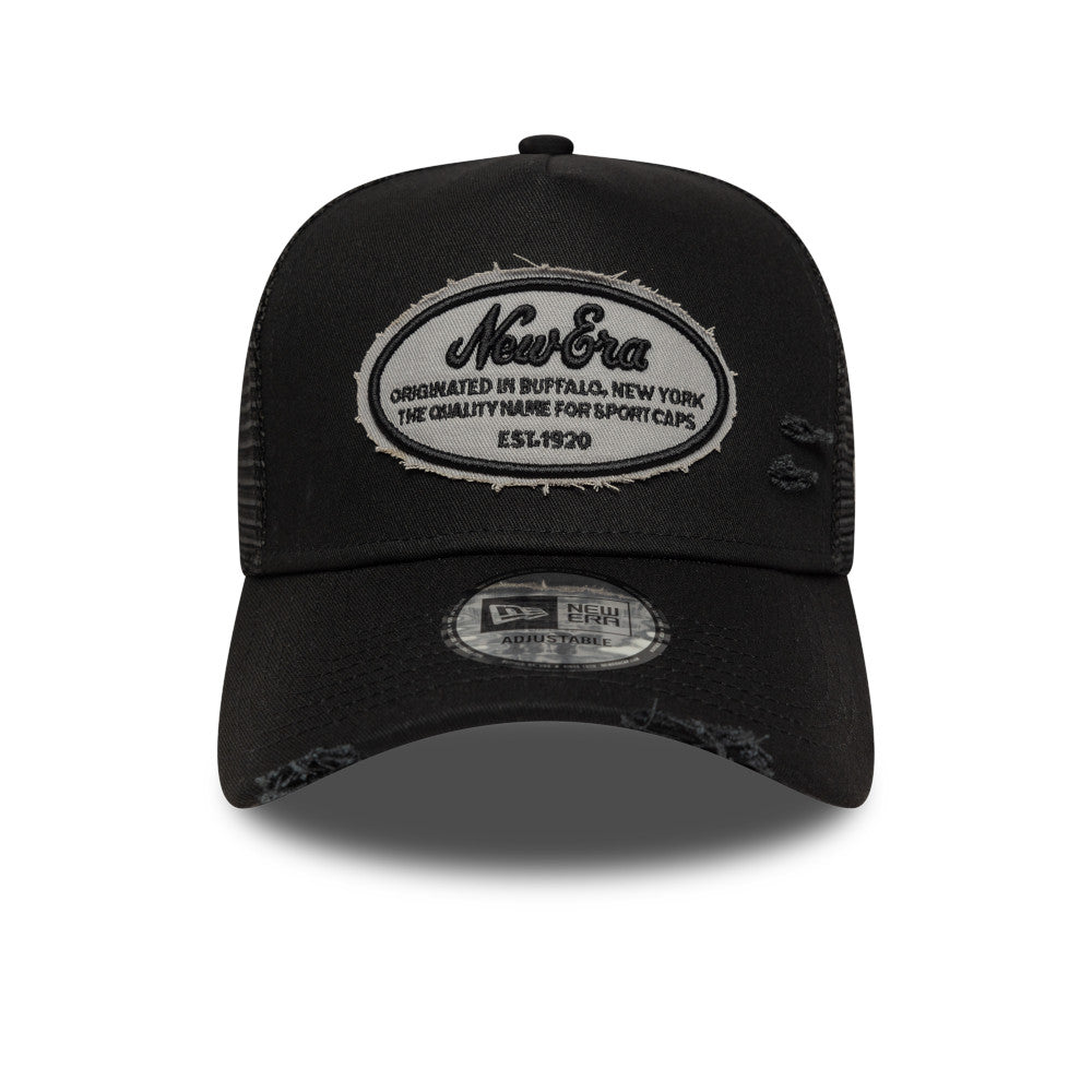 9FORTY E-Frame Trucker New Era Oval Canvas Distress Black Snapback