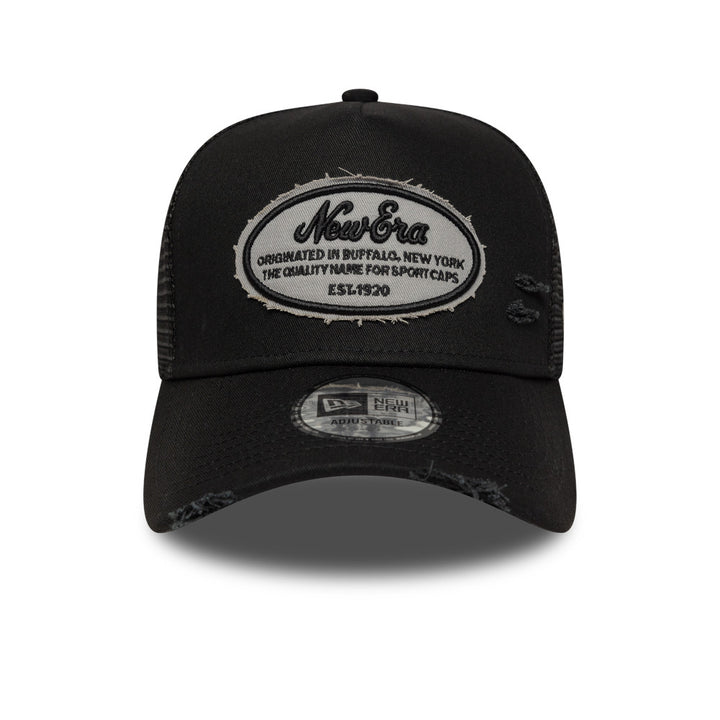 9FORTY E-Frame Trucker New Era Oval Canvas Distress Black Snapback
