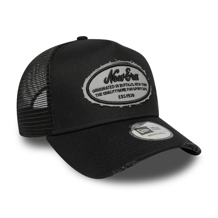 9FORTY E-Frame Trucker New Era Oval Canvas Distress Black Snapback