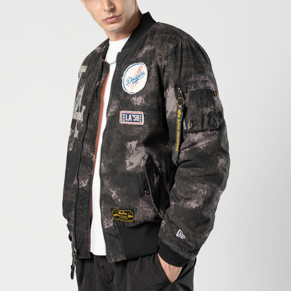 Los Angeles Dodgers MLB x Alpha Industries Black Reversible Bomber Jacket