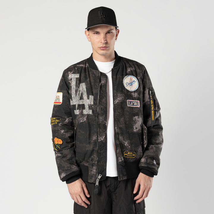 Los Angeles Dodgers MLB x Alpha Industries Black Reversible Bomber Jacket
