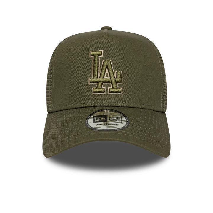 9FORTY E-Frame Trucker Los Angeles Dodgers Outline New Olive Snapback