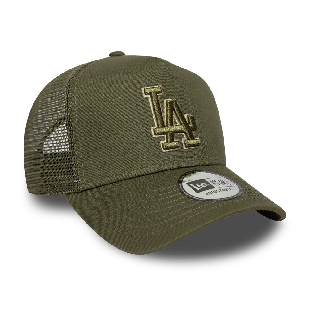 9FORTY E-Frame Trucker Los Angeles Dodgers Outline New Olive Snapback