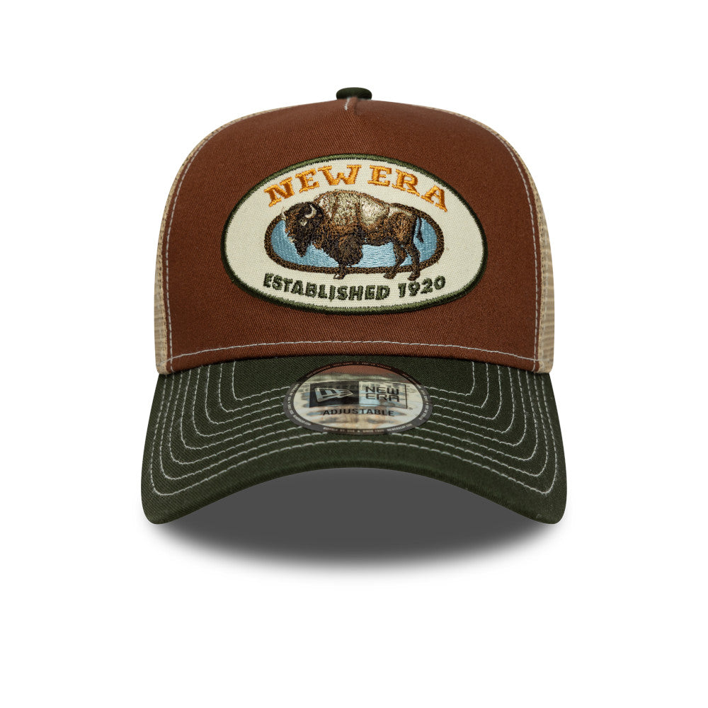 9FORTY E-Frame Trucker New Era Animal Patch Deep Seaweed Visor Deep Auburn Snapback