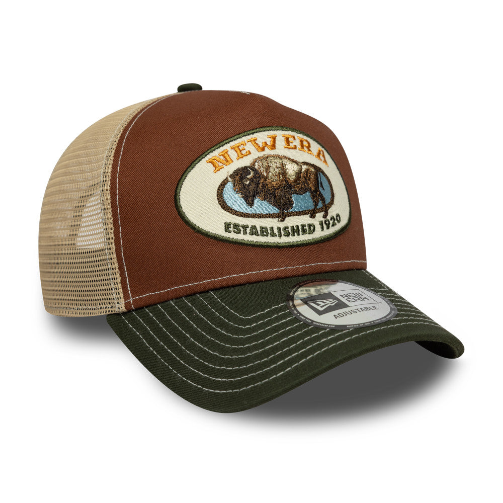 9FORTY E-Frame Trucker New Era Animal Patch Deep Seaweed Visor Deep Auburn Snapback