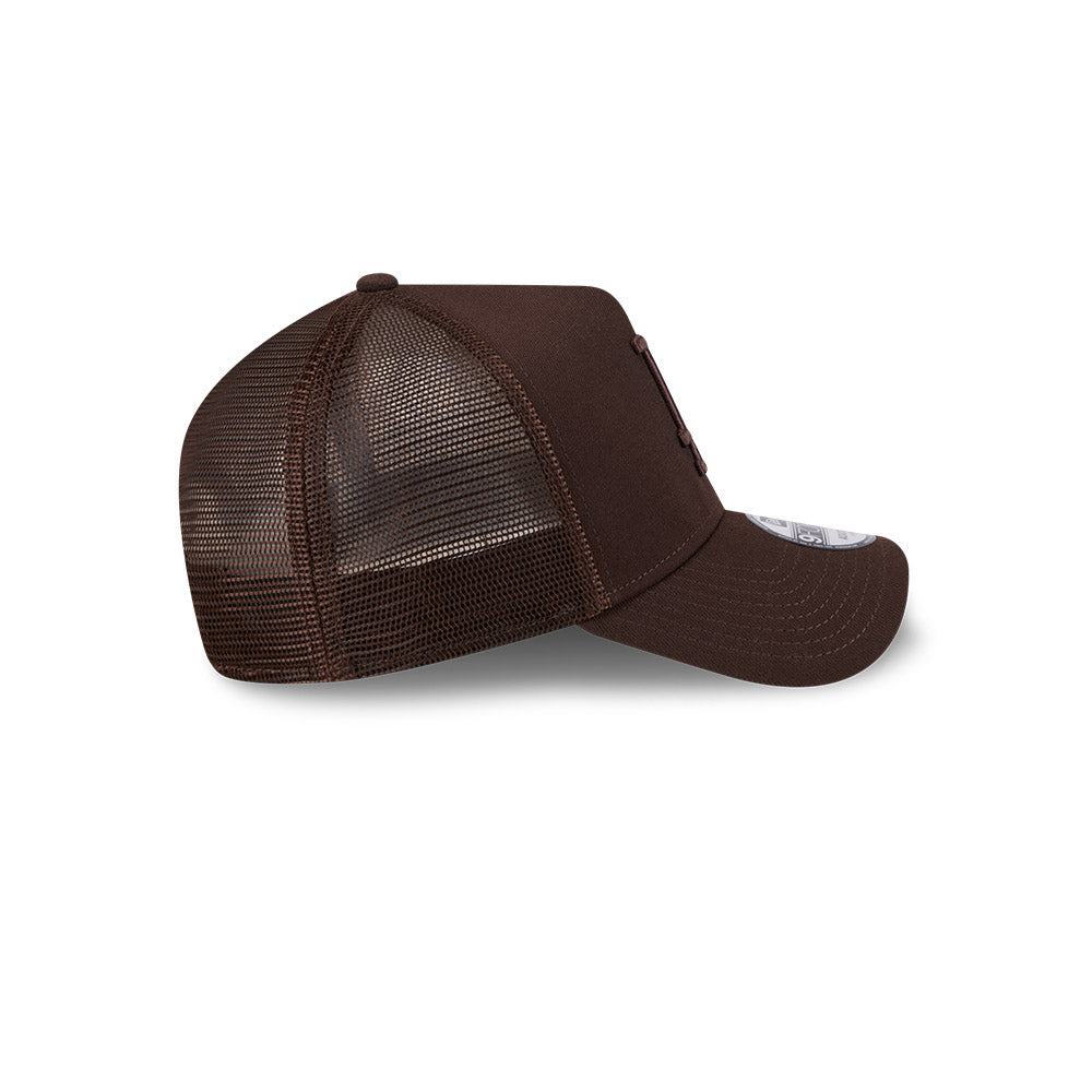9FORTY A-Frame Trucker  Los Angeles Dodgers Burnt Wood Brown Snapback