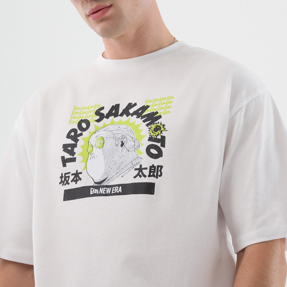New Era x Netflix Sakamoto Days Wordmark White Oversized Short Sleeve T-Shirt