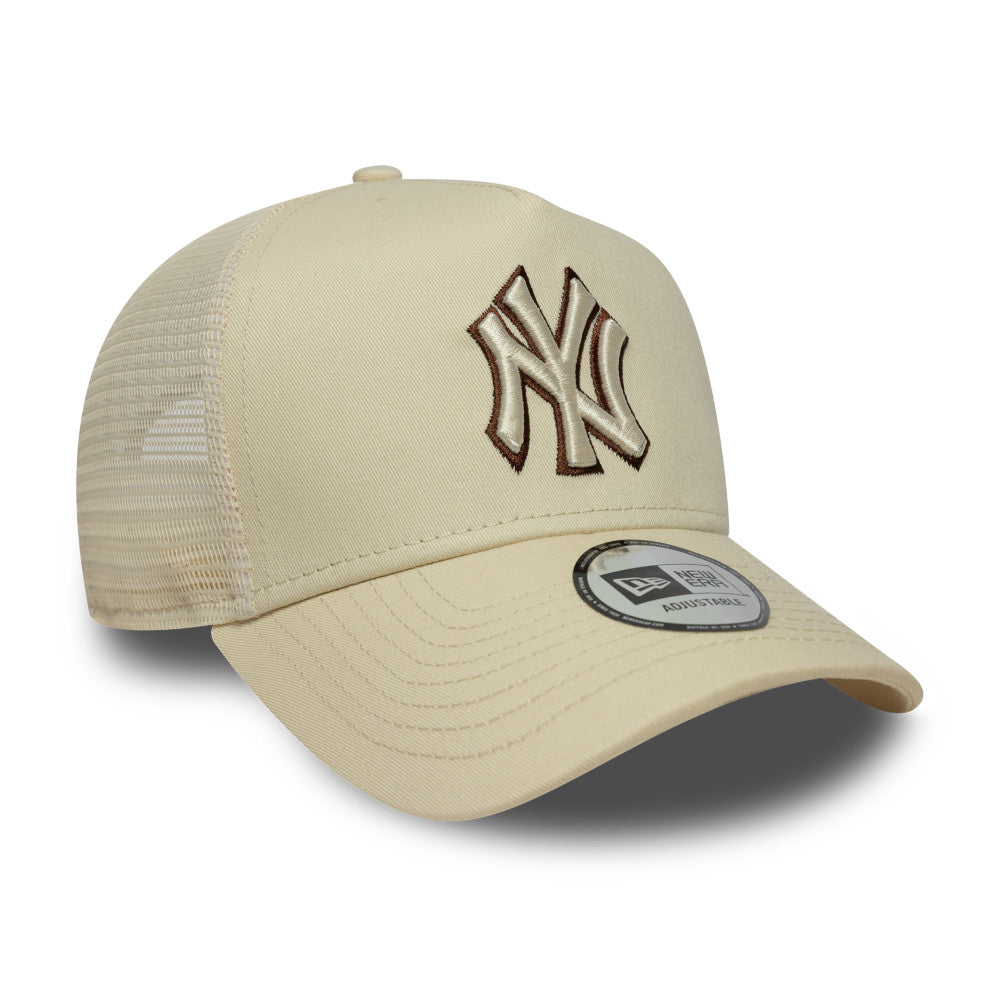 9FORTY E-Frame Trucker New York Yankees Outline Light Cream Snapback