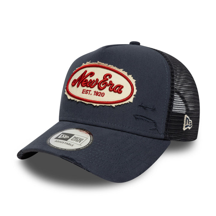9FORTY E-Frame Trucker New Era Oval Canvas Distress Navy Snapback