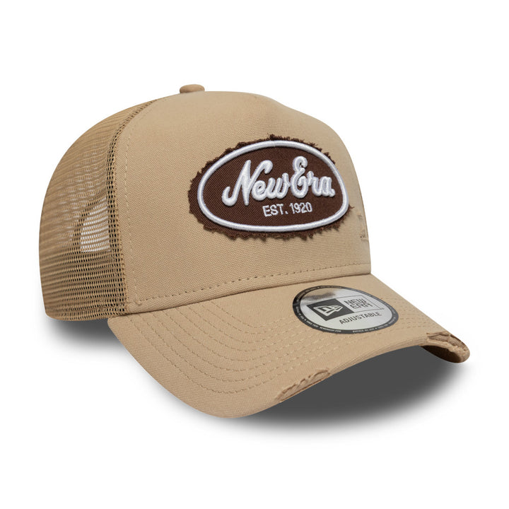 9FORTY E-Frame Trucker New Era Oval Canvas Distress Camel Snapback