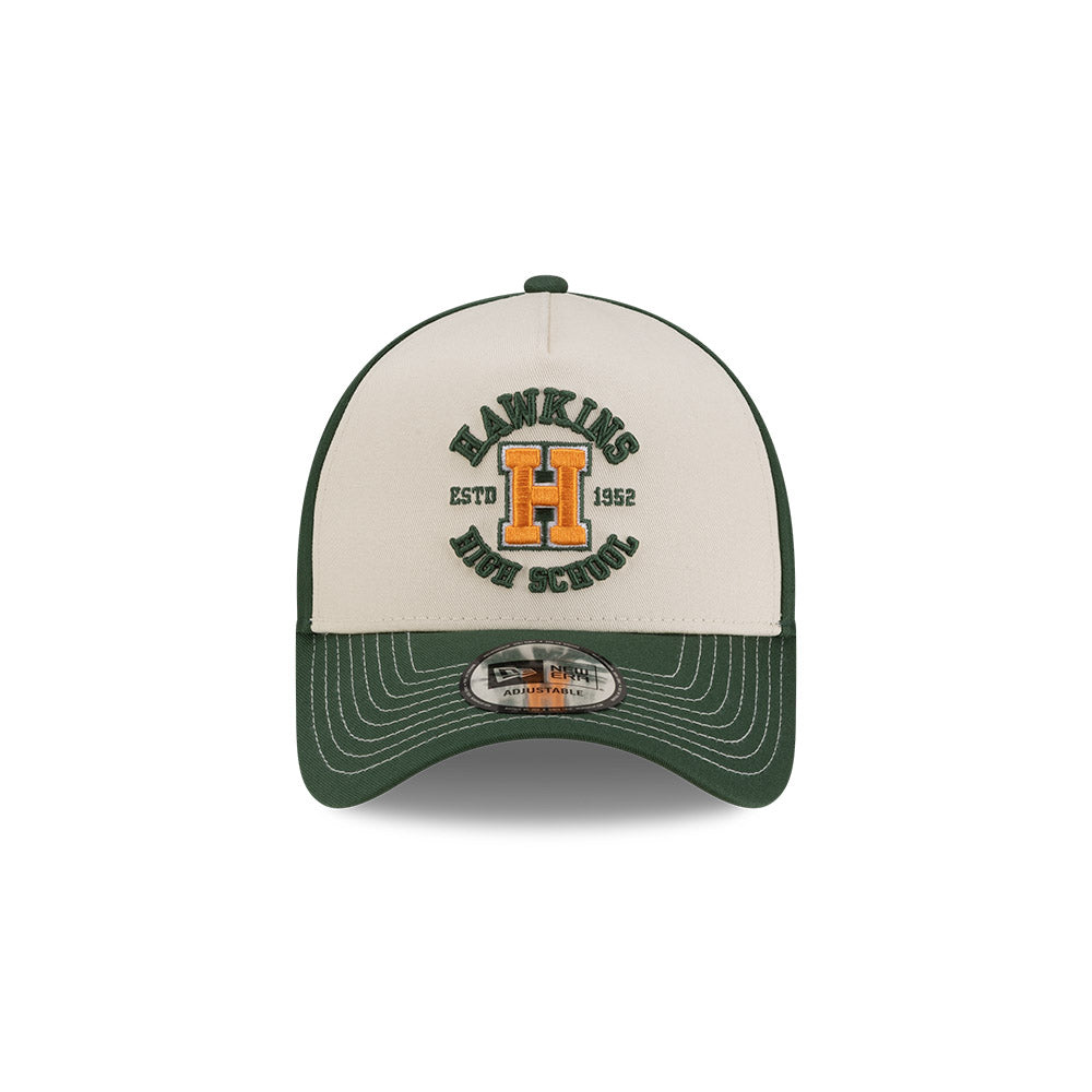 9FORTY E-Frame Stranger Things Hawkins High Cream Green Snapback