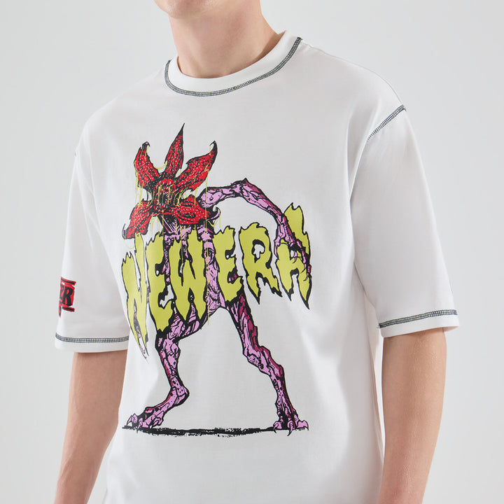 New Era Stranger Things White Oversized Short Sleeve T-Shirt