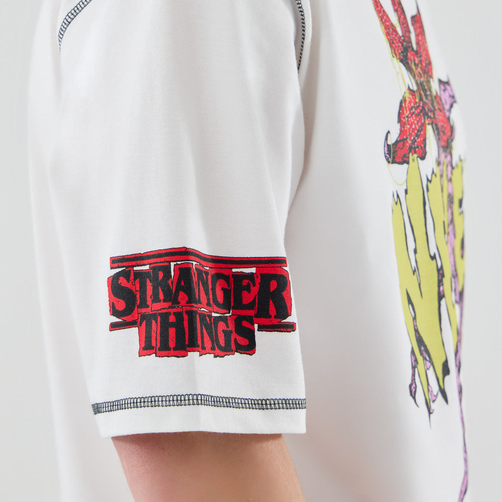 New Era Stranger Things White Oversized Short Sleeve T-Shirt