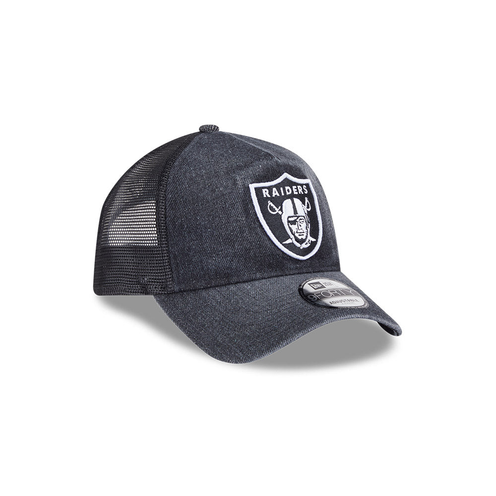 9FORTY A-Frame Trucker Las Vegas Raiders Washed Denim Black Snapback