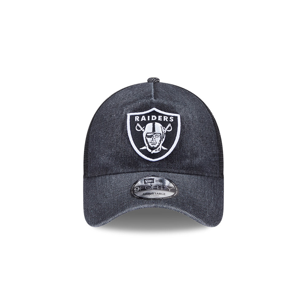 9FORTY A-Frame Trucker Las Vegas Raiders Washed Denim Black Snapback