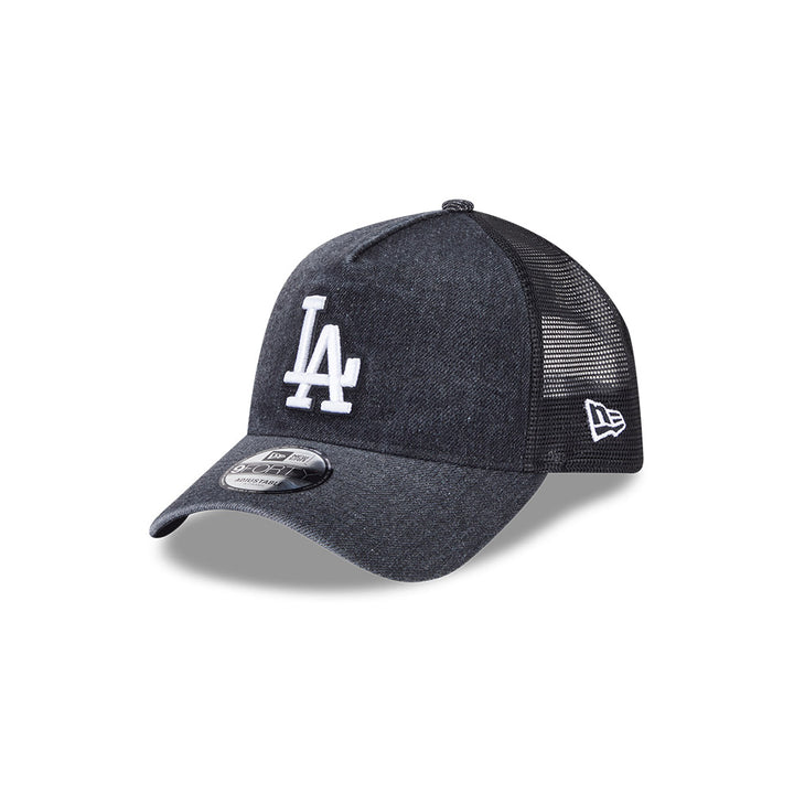 9FORTY A-Frame Trucker Los Angeles Dodgers Washed Denim Black Snapback