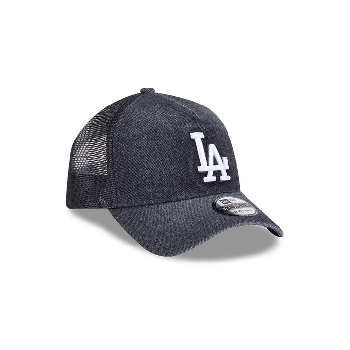 9FORTY A-Frame Trucker Los Angeles Dodgers Washed Denim Black Snapback