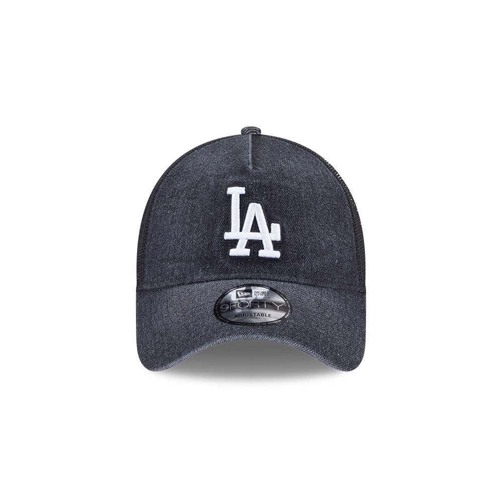 9FORTY A-Frame Trucker Los Angeles Dodgers Washed Denim Black Snapback