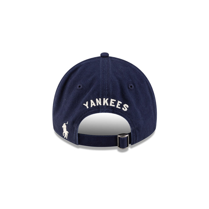 Rear view of New Era x Ralph Lauren Yankees 9TWENTY Navy Cap showcasing embroidered Polo Pony and Yankees script