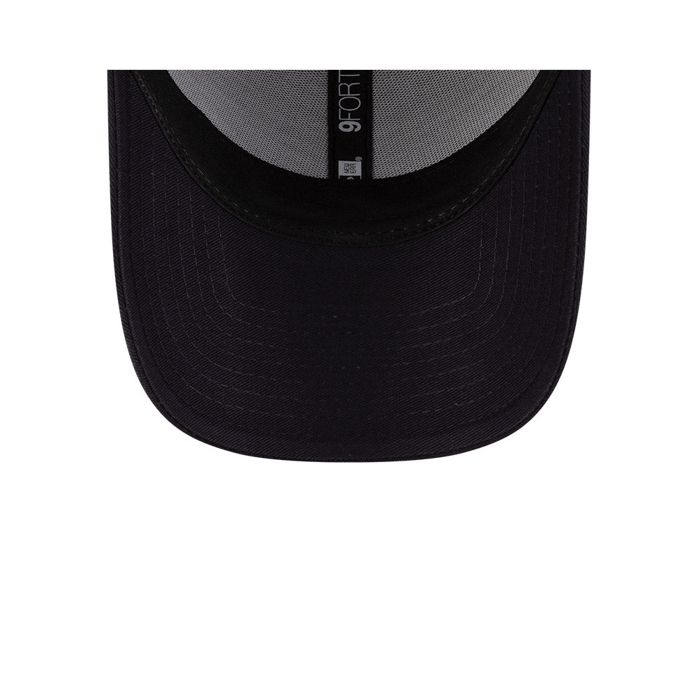 Undervisor view of New Era x Lacoste 9FORTY Core Navy Adjustable Cap showing the clean under-brim detail.