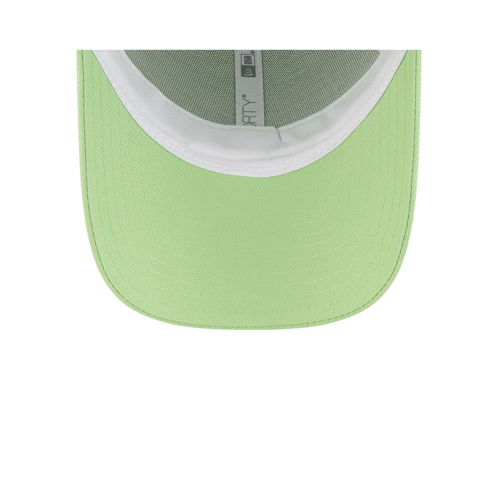 Undervisor view of New Era x Lacoste 9FORTY Women Core Pastel Green Adjustable Cap showing the clean under-brim detail.