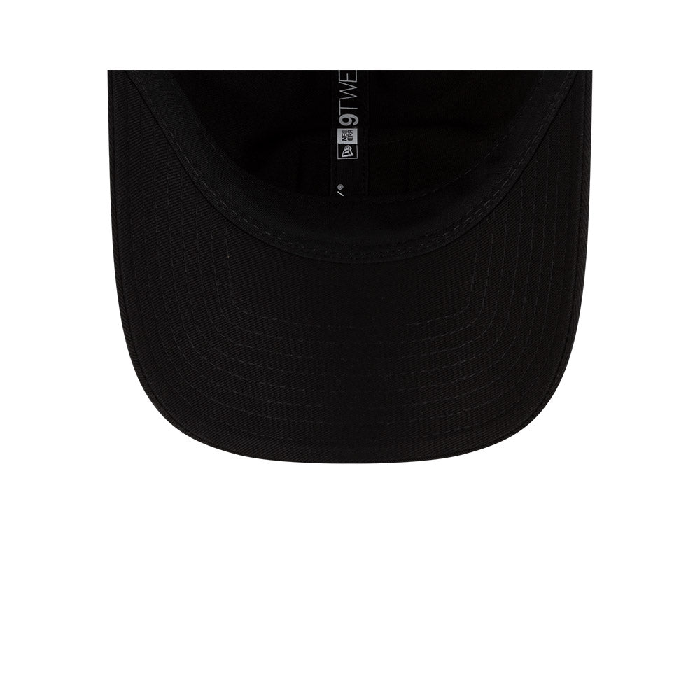 Undervisor view of New Era x Lacoste 9TWENTY Golf Ball Black Adjustable Cap showing the clean under-brim detail.